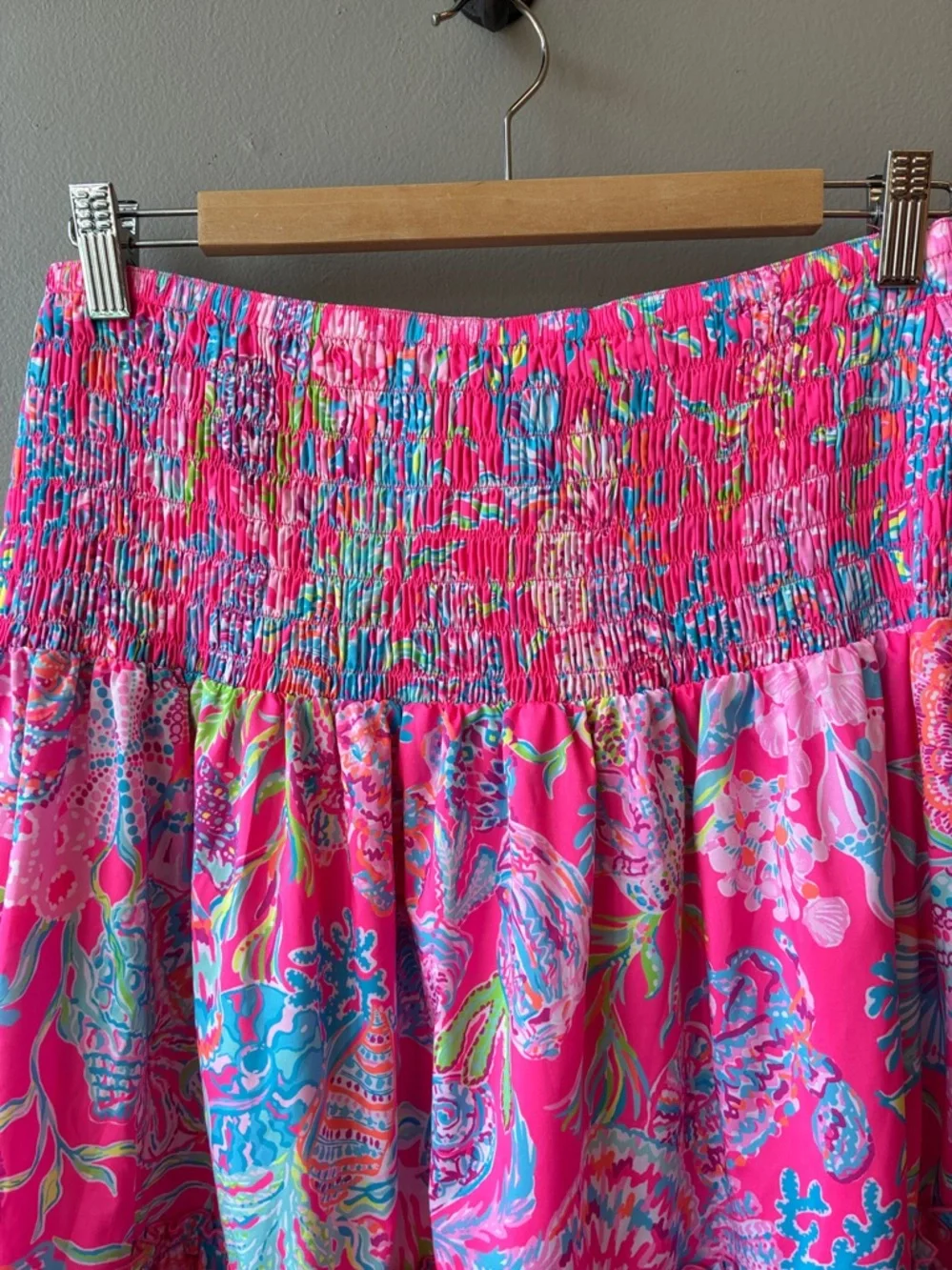 Lilly Pulitzer Deavan Pink Floral Tiered Midi Skirt, Medium - Picture 3 of 7